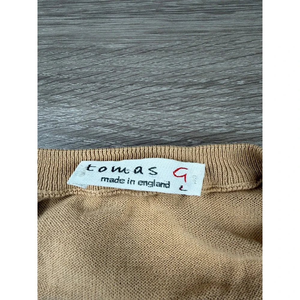 Tomas G Mens Sweater Long Sleeve Crew Neck Cotton Tan L